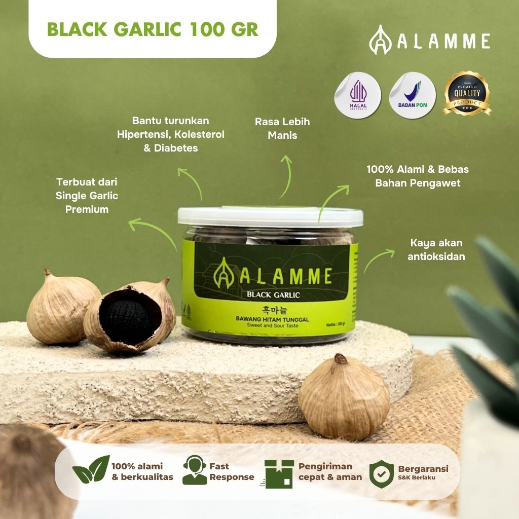 

1 Toples Black Garlic Bawang Putih Hitam Tunggal Lanang Premium 100gram