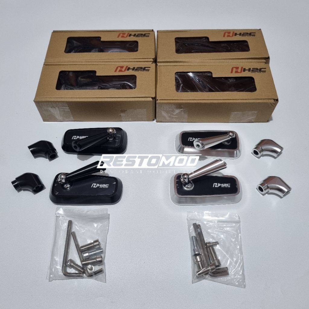 Spion Set H2C original silver Kaca spion H2C mirror H2C sepasang Kaca H2C yamaha mio vario beat dll