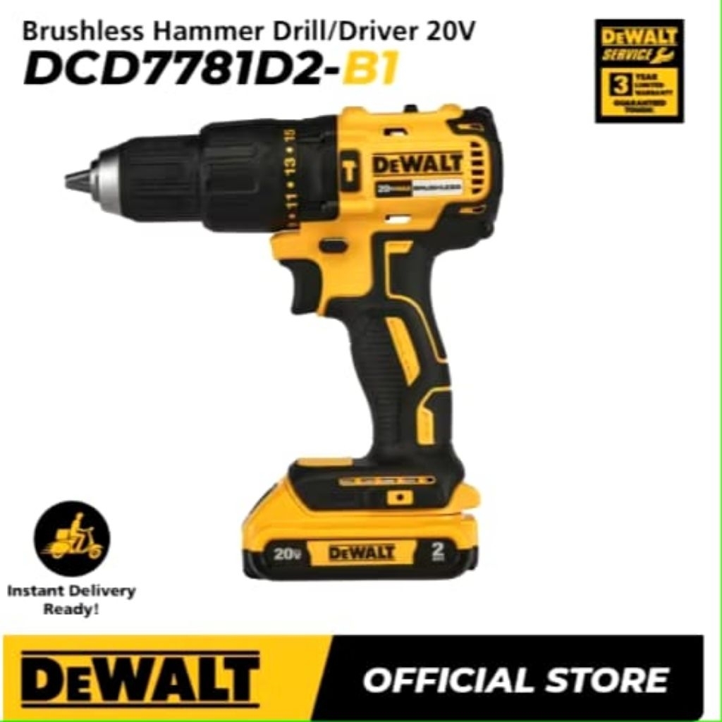 Bor Baterai 20 Volt Impact Brushless Dewalt DCD7781D2
