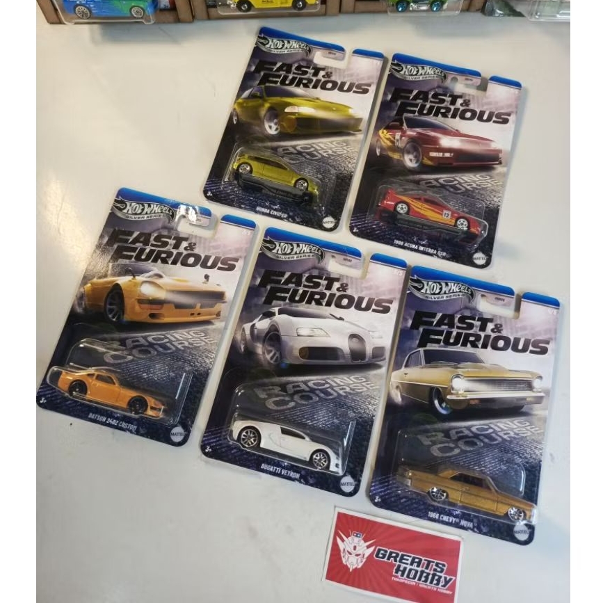 Hot Wheels Fast&Furious Racing Course - Honda civic Eg, Accura Integra GSR, Datsun 2402 Costum, Bugg