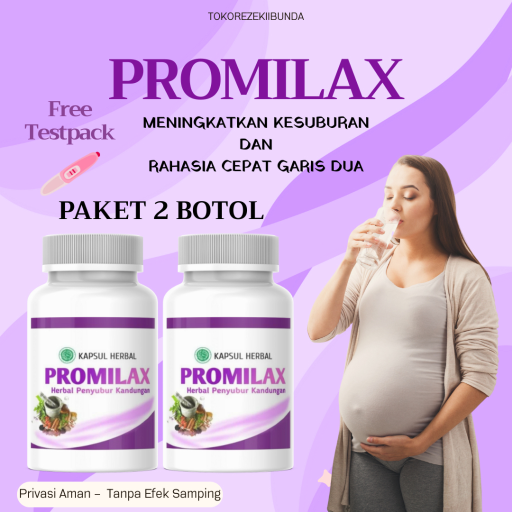 FREE TESTPACK PAKET 2 BOTOL PROMILAX Kapsul Penyubur Kandungan Untuk Promil Cepat Hamil Pelancar Hai