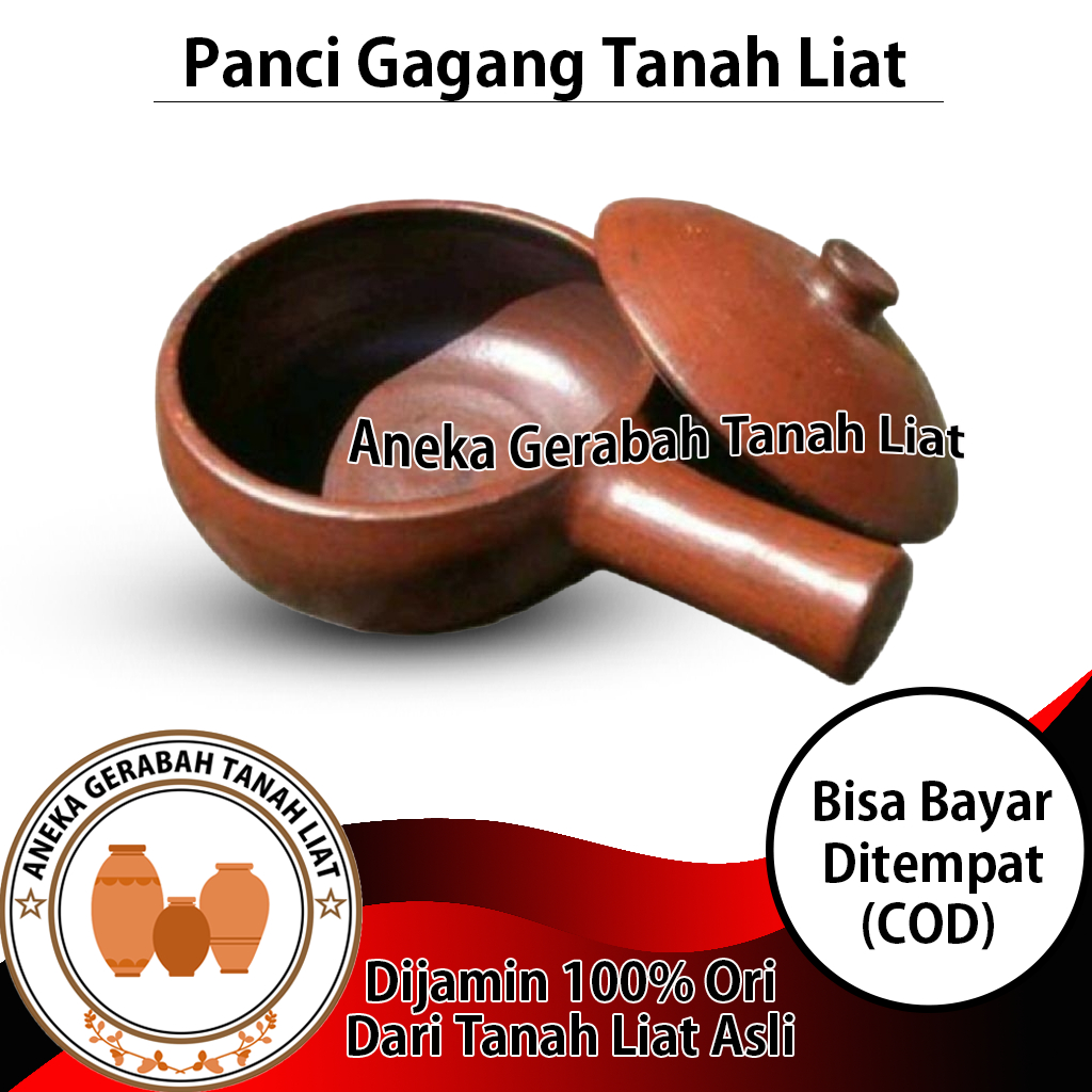 Panci Gagang Teflon Rebus Jamu/Susu/Sayur Gerabah Tanah Liat
