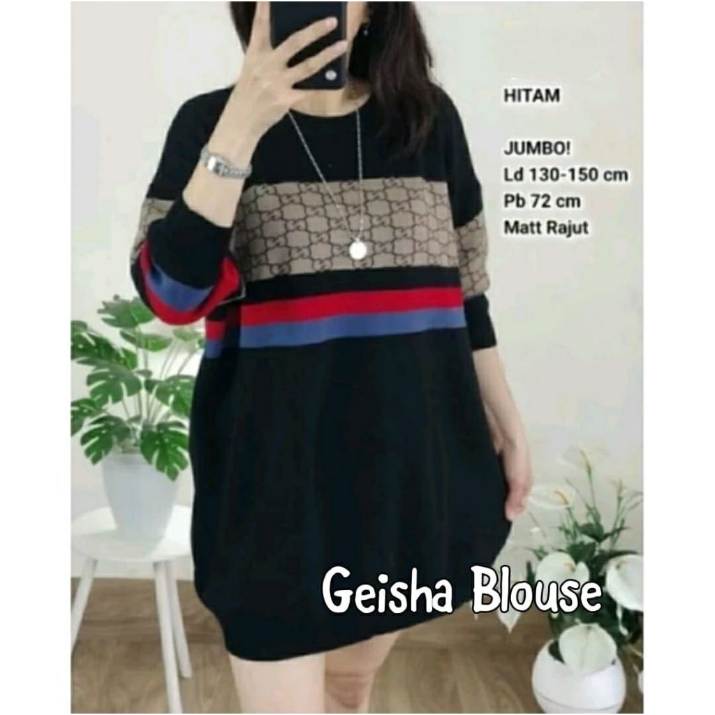 GEISHA BLOUSE RAJUT BAJU WANITA JUMBO LD 130CM
