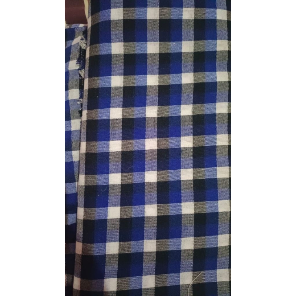 Kain seragam Kotak biru atas SMPN 2 Bangsri putra ukuran standar