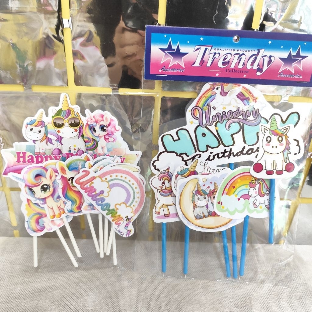 Cake Topper Hiasan Kue Kertas Karakter Kuda Poni Unicorn Pony Ulang Tahun Hiasan Kue Happy Birthday