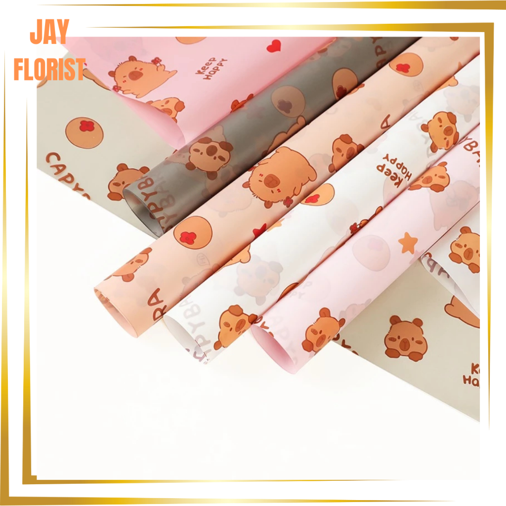 

KB83 Kertas Buket Wrapping Motif Anak CAPYBARA / Kertas Kado Anak Corak Kartun Ecer Lembaran