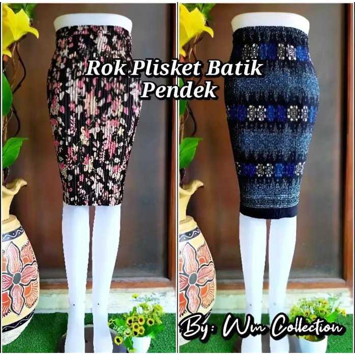 NYL_Mode Rok Pendek Plisket Bawahan Kebaya Motif Batik | Rok Batik Natal Bawahan Kebaya | Rok Pendek