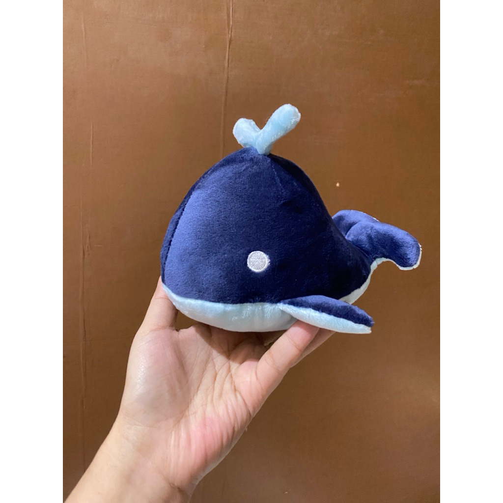 Boneka Karakter Paus Biru size 17x10cm / Boneka Paus Kecil / Boneka Laut / Boneka Hewan Paus