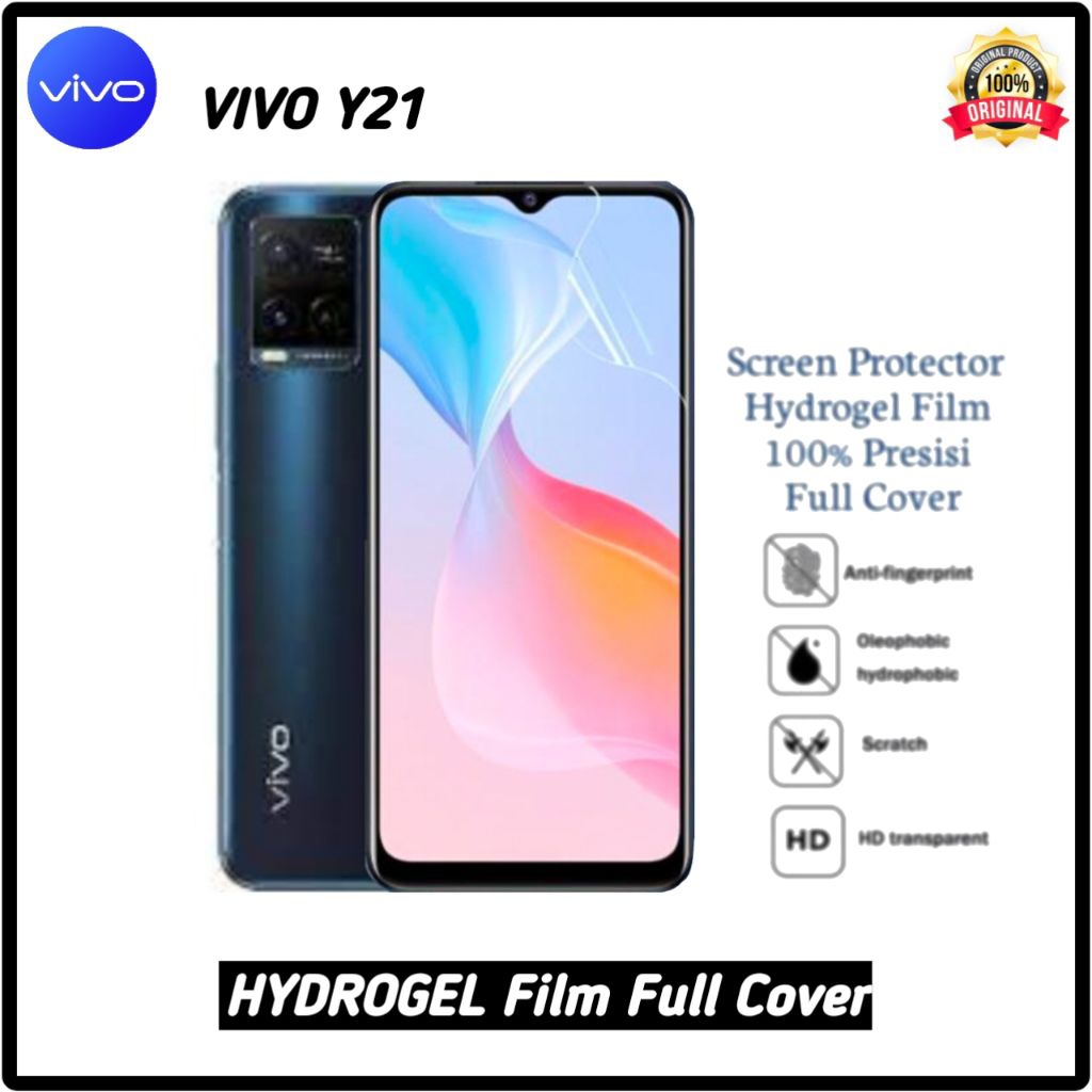 Anti Gores Hydrogel Vivo Y21 Y21s Y21t Hydrogel Jelly Anti Gores Clear Pelindung Layar Full Cover HD