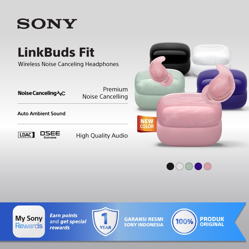 SONY LinkBuds Fit TWS Truly Wireless Noise Cancelling Earbuds with Bluetooth 5.3, Adaptive Sound, 24