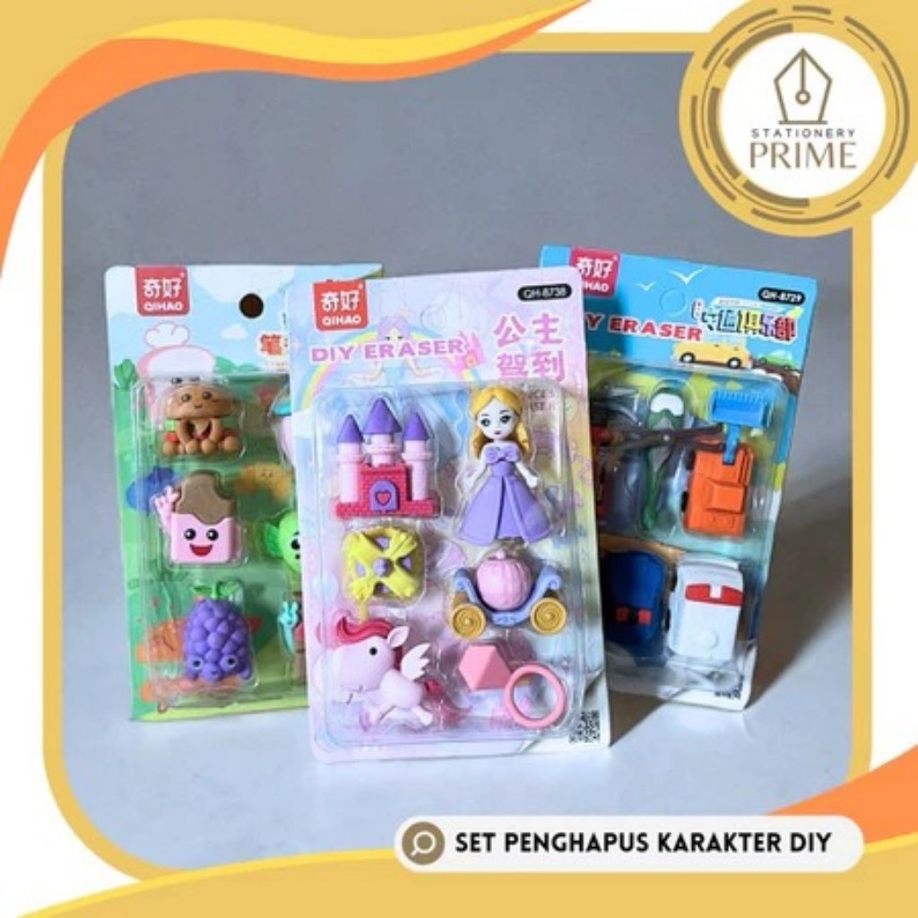 

Set Penghapus Karakter Princess Binatang Makanan Kendaraan DIY Sensory Play QIHAO (1 set isi 5 - 6 pcs)