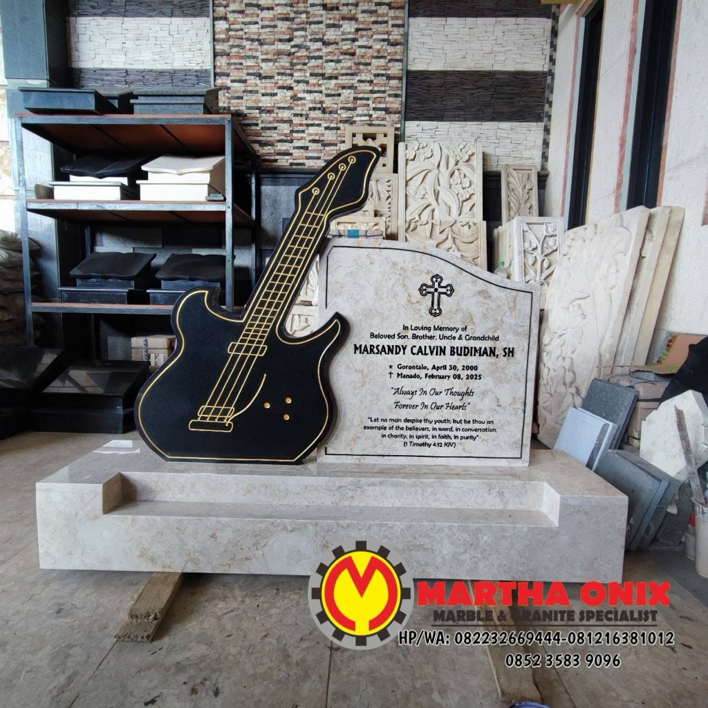 Batu Nisan Marmer Model Gitar Minimalis,Kijing Makam Batu Nisan Minimalist