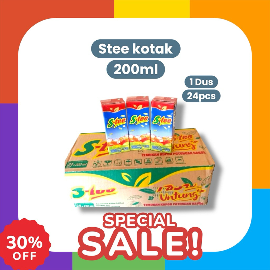 

S-Tee Kotak 200 ML 1 Karton Isi 24 Pcs Minuman Teh Melati Siap Minum Original Teh Botol Sosro Murah