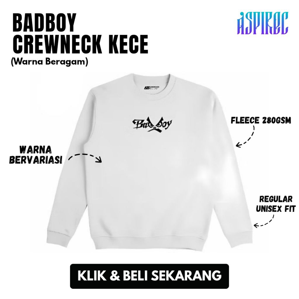AspireC - Jaket Sweater Crewneck Keren Import Bahan Fleece Premium BADBOY Size M-XL 417