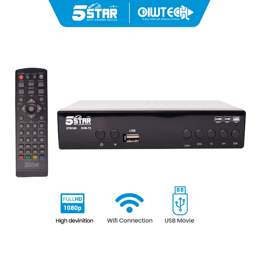 [Set Top Box +Full HD 1080p + USB Movie And Wifi] DVB-T2 STB Pro Support TV Digital Siaran Jernih | 