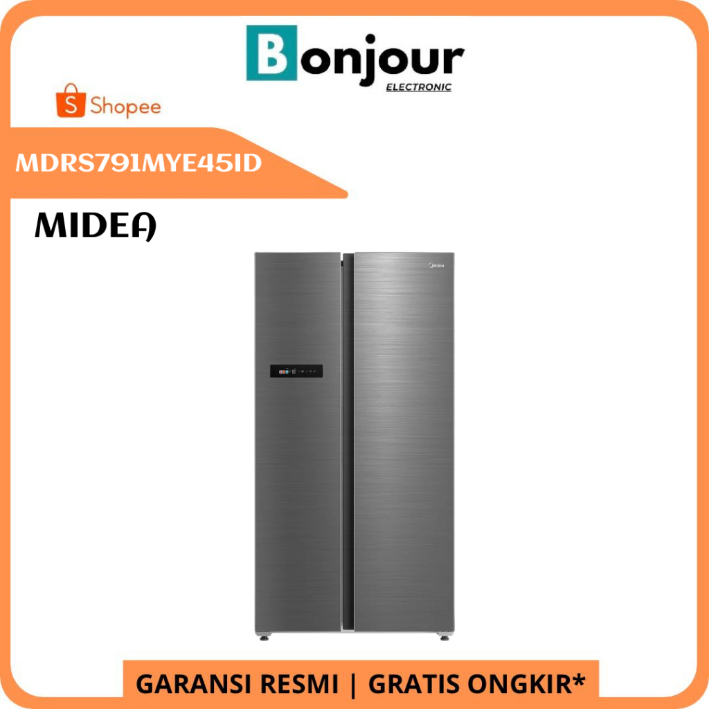 Kulkas Midea Side by Side MDRS791MYE45ID 592 Liter Kulkas Inverter Midea - Silver