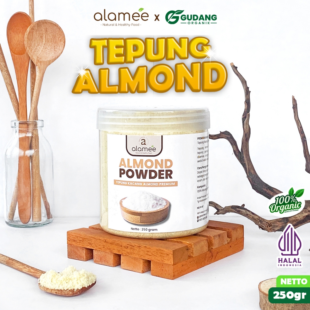 

ALAMEE Tepung Almond PREMIUM Bubuk Almond Powder Almond Flour Tanpa Campuran Gluten FREE 250gr