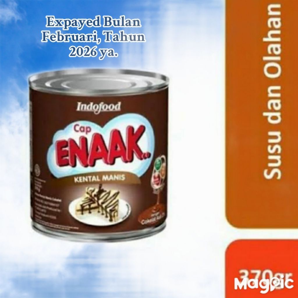 

Susu Kaleng Kental Manis Cap Enaak Varian Rasa Cokelat Dengan Kemasan 370 Gram Expayed Tahun 2026