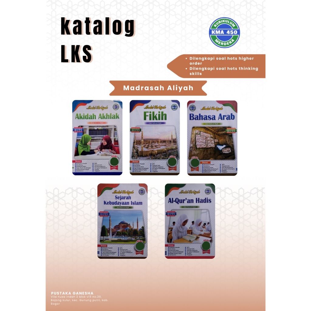 LKS MA Semester 1 Bahasa Arab Fiqih Akidah Akhlak Qurdits SKI Madrasah Aliyah Kurikulum Merdeka