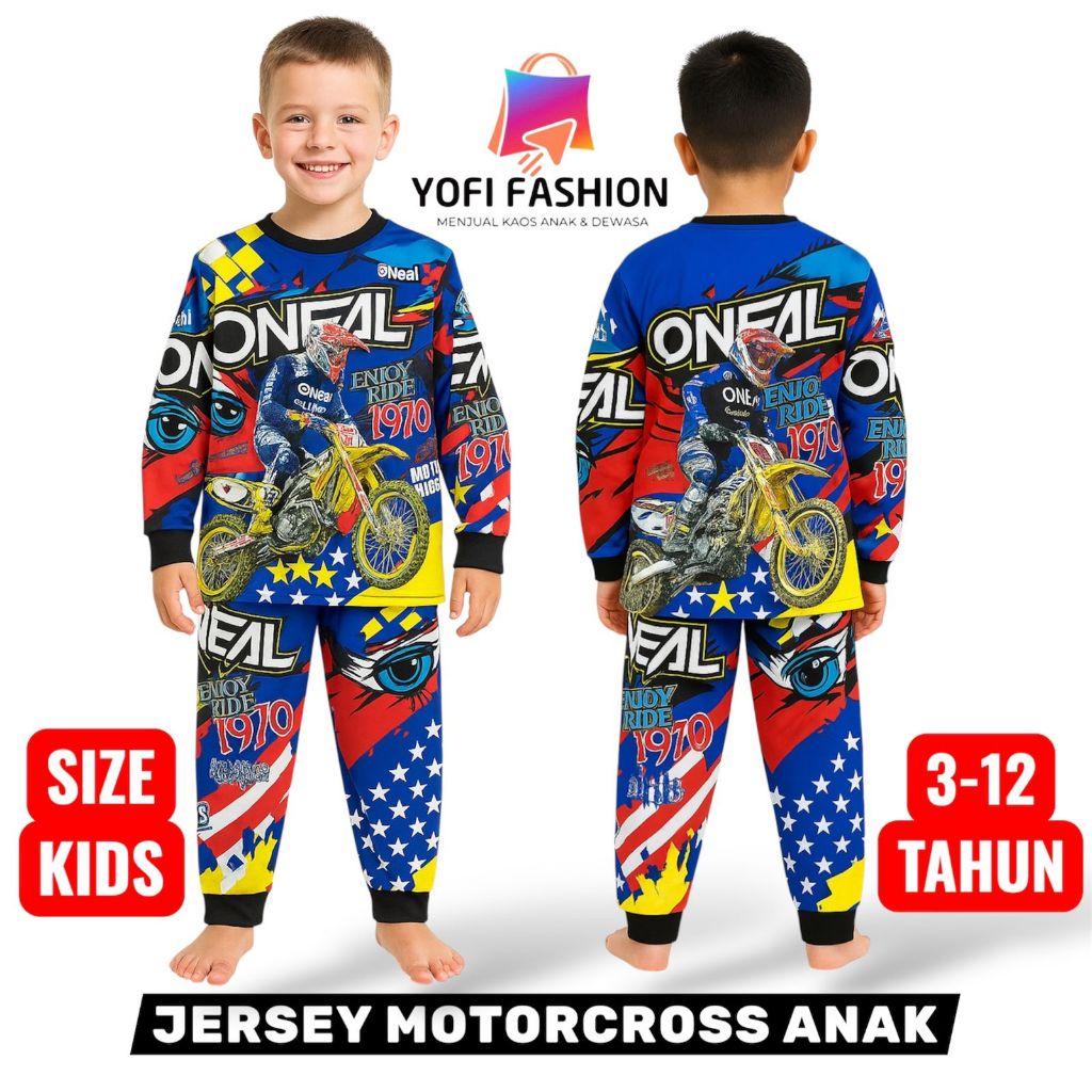baju stelan speda motor anak/kaos balap anak laki laki