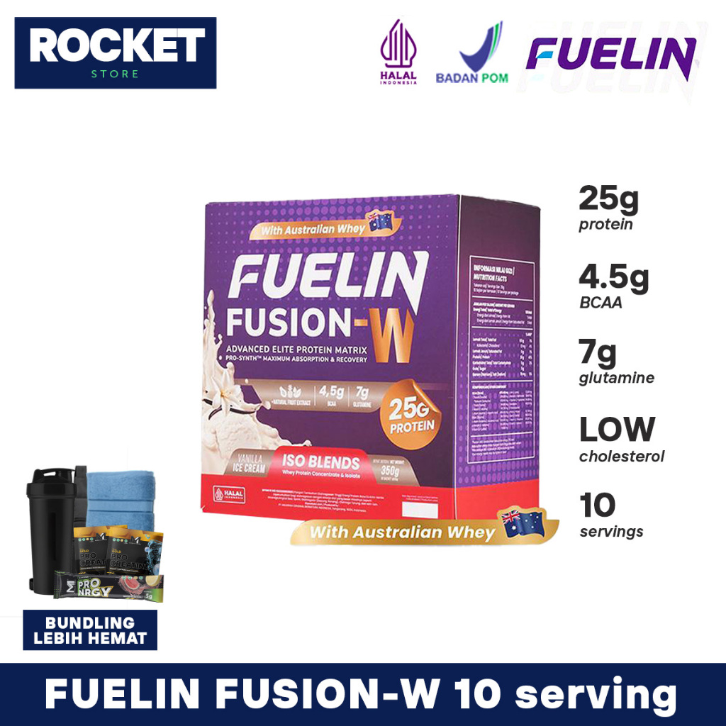 Fuelin Fusion W ISO Blends 350 gram 10 serving - Suplemen Fitness Whey Protein Isolate & Concentrate