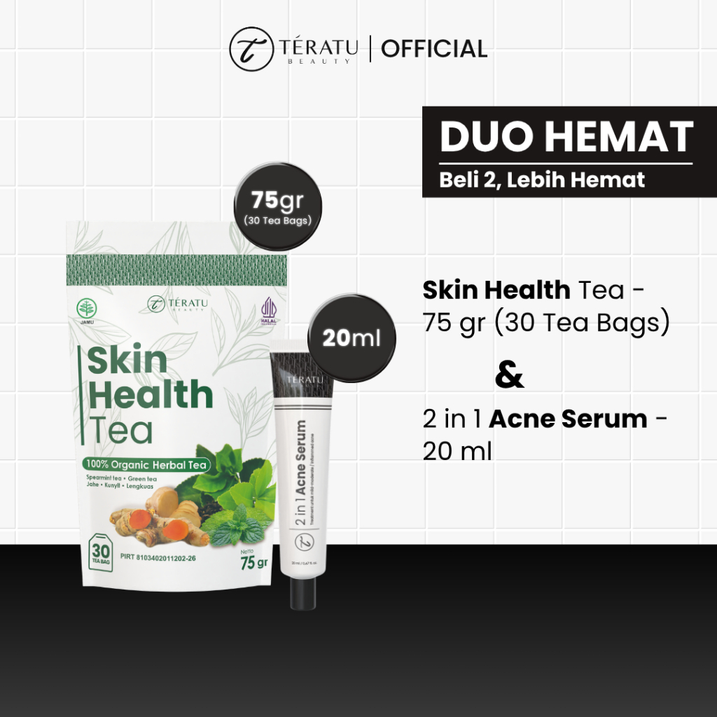 

TERATU BEAUTY Paket Obat Jerawat Mendem (Skin Health Tea + 2 in 1 Acne Serum)