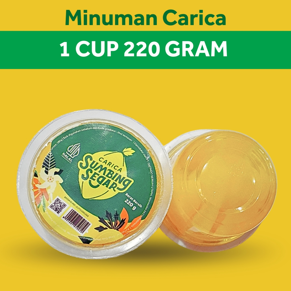 

Minuman Buah Carica Khas Dieng Cup Ukuran 220 gram BPOM MD Halal Premium