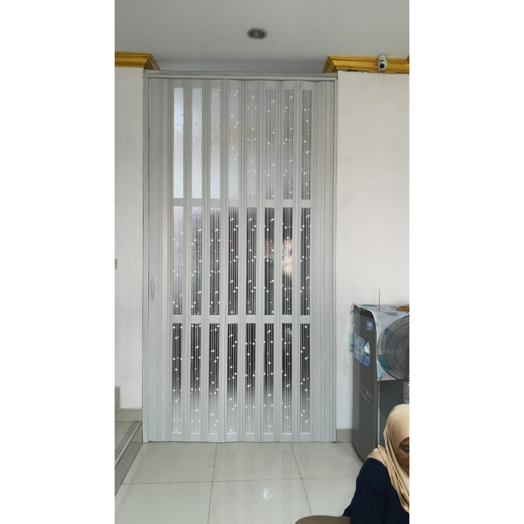 PINTU LIPAT PVC KACA MOTIF MANIK MUTIARA/PINTU KAMAR MANDI/FOOLDING DOOR PINTU LIPAT PVC/PINTU LIPAT