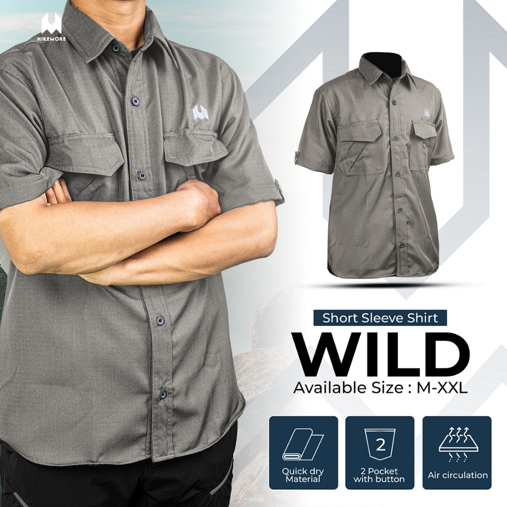 Hikemore Kemeja Lengan Pendek Wild Pria Wanita Casual Outdoor