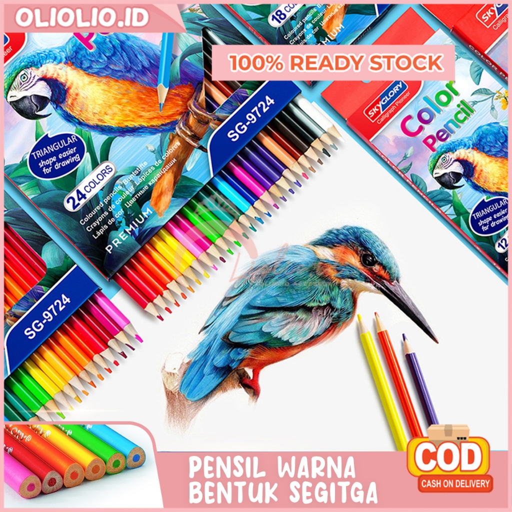 Pensil Warna Lengkap 1 Set 48 Alat Tulis Mewarnai Menggambar Perlengkapan Anak Sekolah