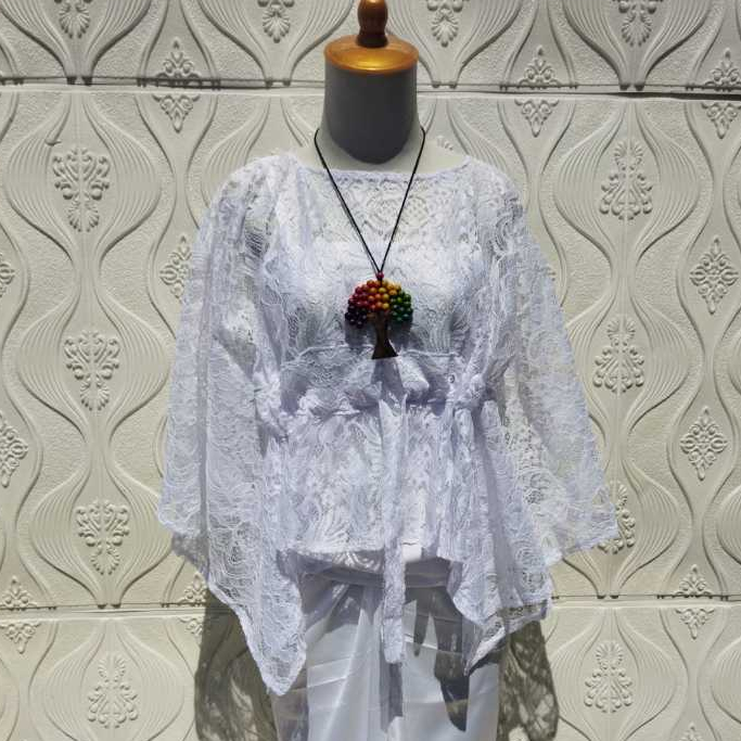 Atasan Outer Brokat Kondangan Pita Serut Depan Cape Kerut Baju Kebaya Bridesmaid Elegan Size Jumbo