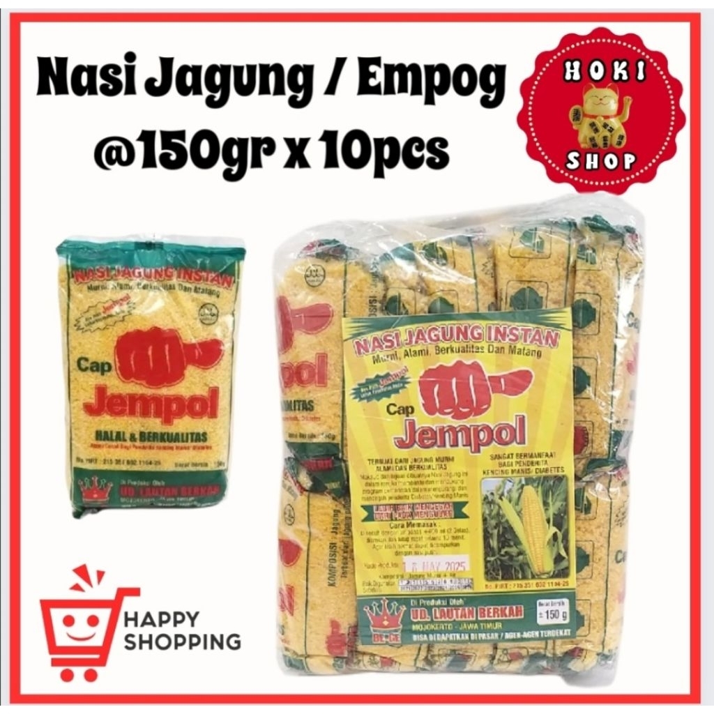 

Nasi Jagung Instan Cap Jempol 1pak 10pcs @150gr / Nasi Ampok / Nasi Empok - Empog