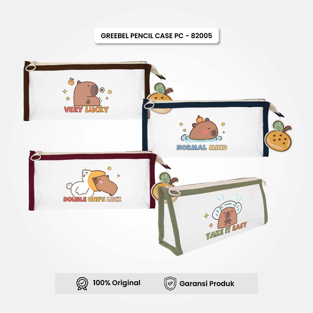 

Greebel Tempat Pensil Trigonal Capybara | PENCIL BAG PB-82005 (PCS) Mesh Zipper Pencil Case Tempat Alat Tulis Jaring