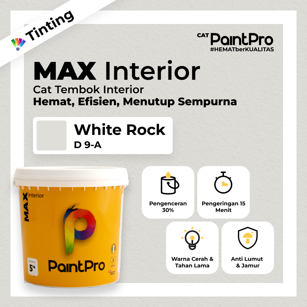 Cat Tembok Tinting Murah Berkualitas | Custom 1000+ | PaintPro | Putih White | MAX Interior 20kg