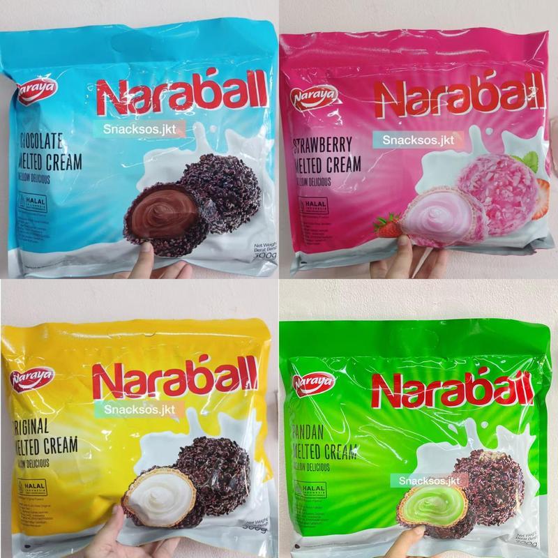 

NARAYA NARABALL 300 GRAM ORIGINAL MELTED CREAM STRAWBERRY CHOCOLATE PANDAN WAFER BALL BPOM