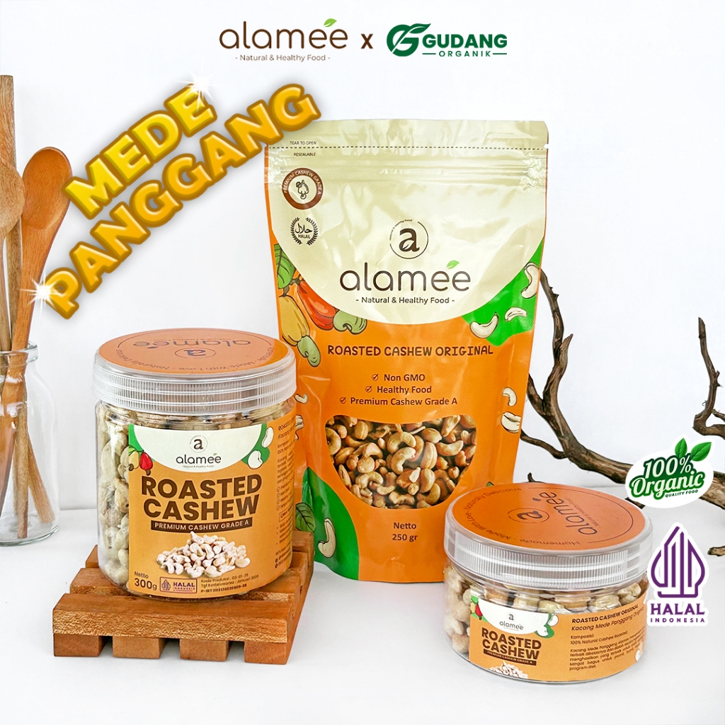 

ALAMEE Kacang Mede Panggang Roasted Cashew Pure Original Mete Mente Oven Cemilan Diet Sehat