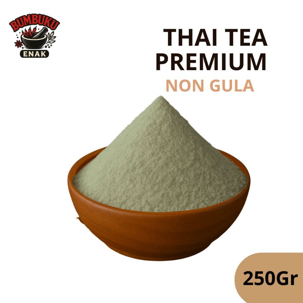 

Bumbu Tabur Non Gula Rasa Thai Tea Premium 250gr – Bubuk Minuman Thailand Otentik untuk Cafe, UMKM & Menu Sehat