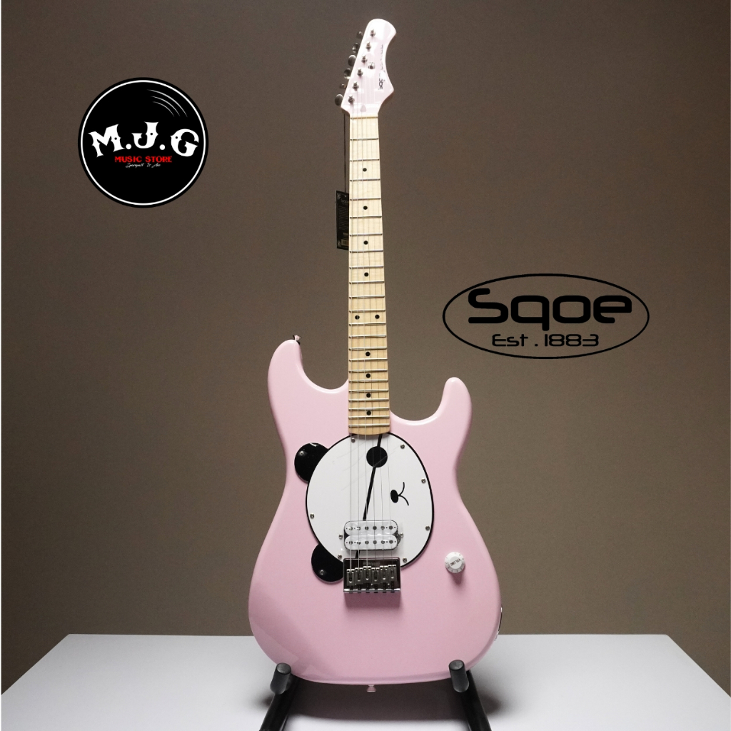 gitar elektrik sqoe Stratocaster SEST780 panda with humbucker bridge Wilkinson part shellpink