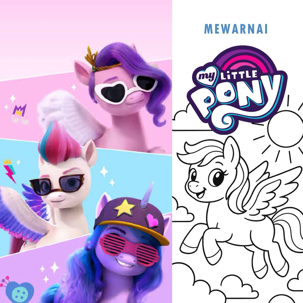 

15 Lembar A5 | Kertas Mewarnai tema THE LITTLE PONY | 15 Kertas gambar berbeda