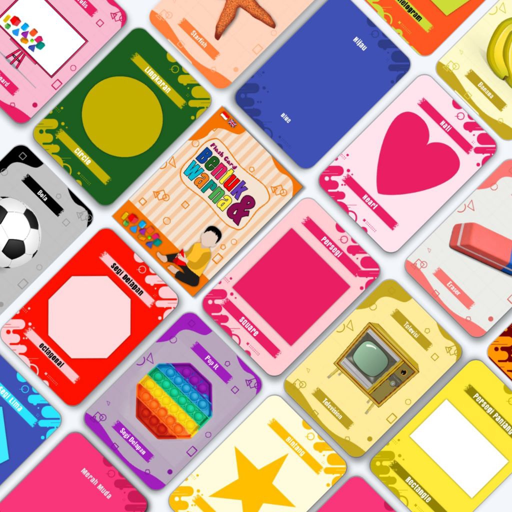 FlashCard Mainan Edukasi Anak,Bentuk dan Warna