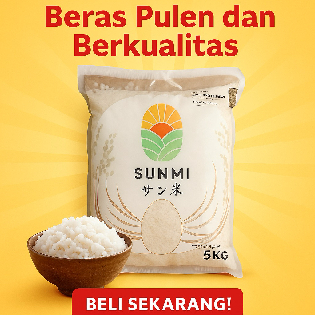 

Beras SUNMI Jepang 5kg – Premium, Pulen & Cocok untuk Sushi
