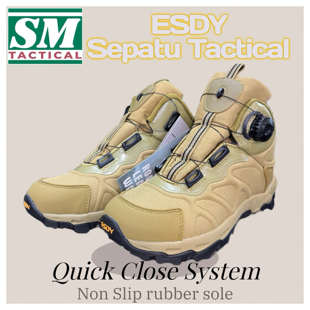 ESDY Tactical Shoe Sepatu PDL PDH Krem Quick Release Close Shoe Lace Anti Slip Rubber Sole