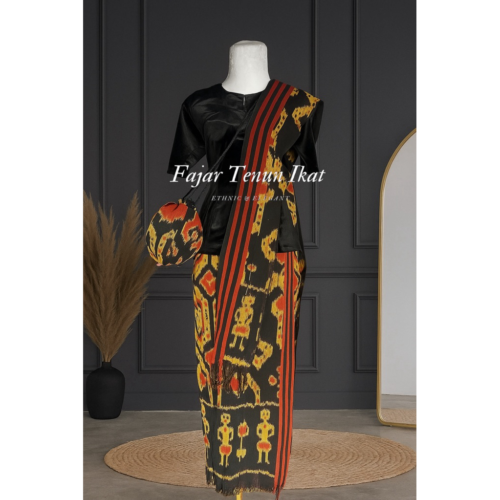 Setelan Baju Slendang Tas - Setelan Baju Tenun Wanita Motif Toraja