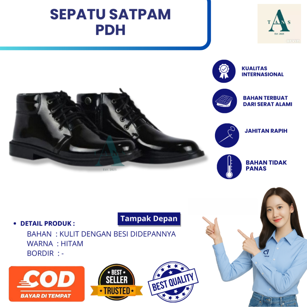 Sepatu Satpam PDH || Sepatu PDH 100% Asli Kulit || Sepatu Satpam || Sepatu PDH Satpam Pantofel Pria