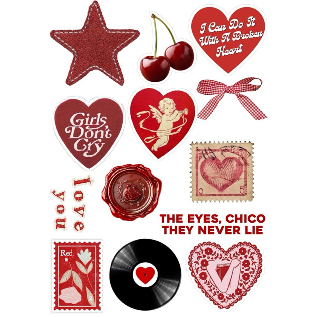 

STICKER AESTHETIC RED UNTUK HP/LAPTOP/TAB/TUMBLR/SCRAP BOOK GLOSSY Uk 4-6cm