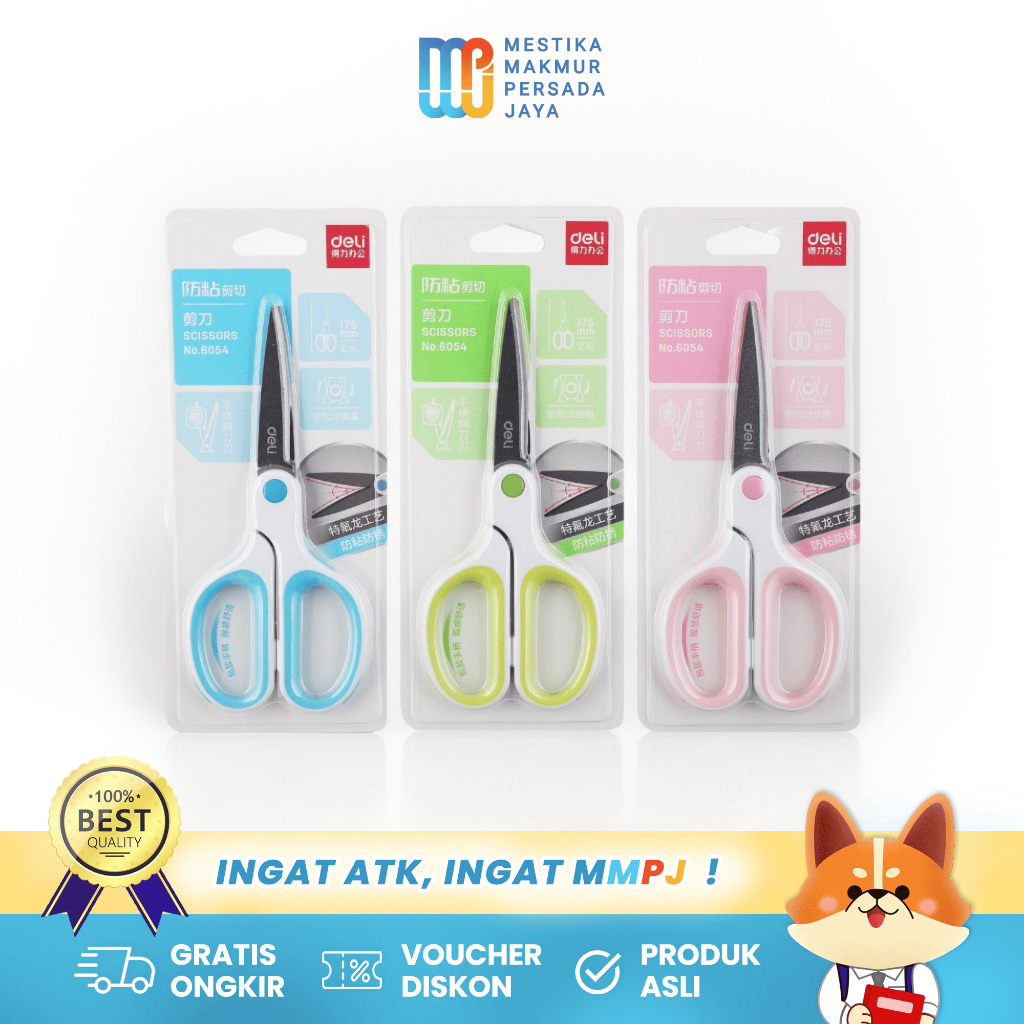 

Deli Coated Office Scissors 175 mm – Gunting Kantor Serbaguna 6054