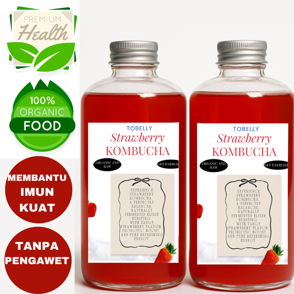 

Tobelly [Best Seller Kombucha] Scoby Probiotik Strawberry 100% Natural 450ml