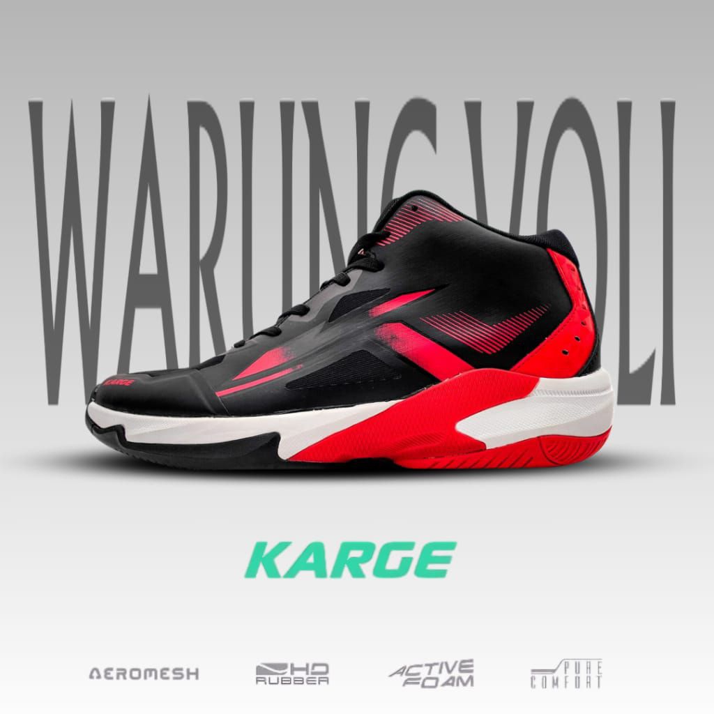 Sepatu Voli/KKV0106/Karge Kintamani Mid/Black Red White