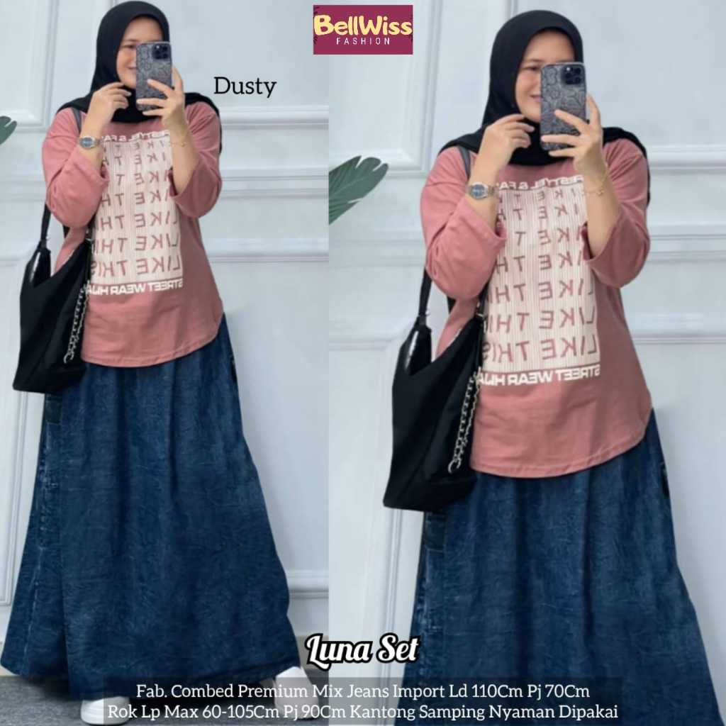 Luna Set Hijab Outfit Kekinian | Baju Santai Elegan & Adem