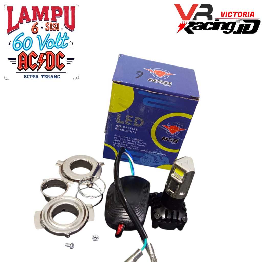 LAMPU LED 6 SISI DAN 3 SISI 60 VOLT AC/DC UNIVERSAL PLUS KIPAS SUPER TERANG VCT55